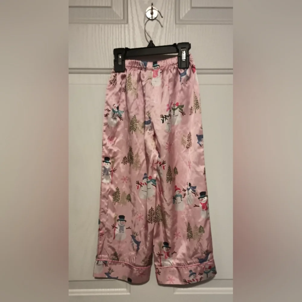 Nick & Nora Pink Snowman Winter Pajamas Sleepwear Sleep Set PJs Girls Sz XS 5